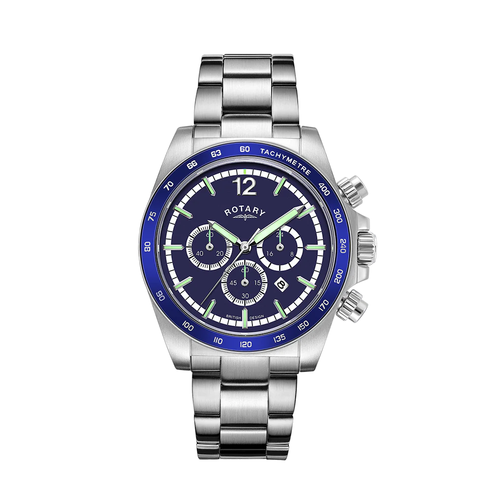 Rotary men's stainless steel blue dial bracelet watch discount