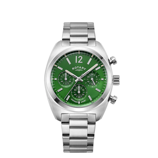 Rotary GB05485/24 Avenger Sport Chronograph Green Dial Stainless Steel Bracelet Men's Watch