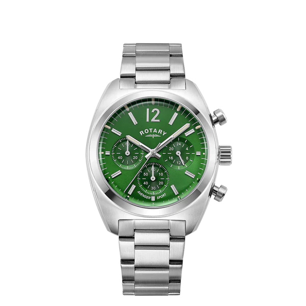 Rotary GB05485/24 Avenger Sport Chronograph Green Dial Stainless Steel Bracelet Men's Watch