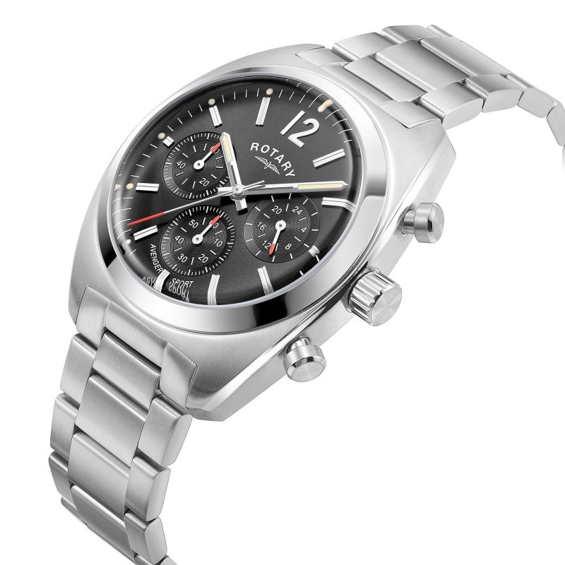 Rotary GB05485/65 Avenger Sport Chronograph Black Dial Stainless Steel Bracelet Men's Watch