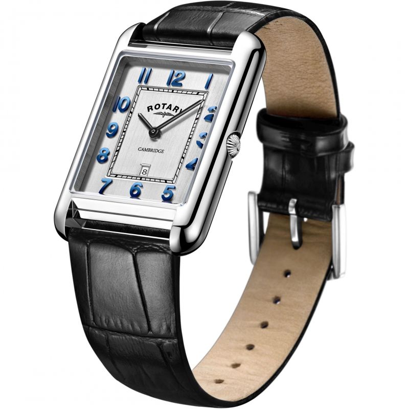 Rotary men's black leather strap online watch