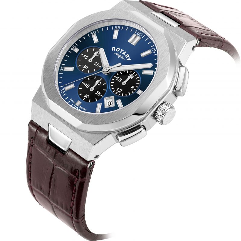 Rotary GS05450/05 Regent Blue Chronograph Dial Brown Leather Dial Men's Watch