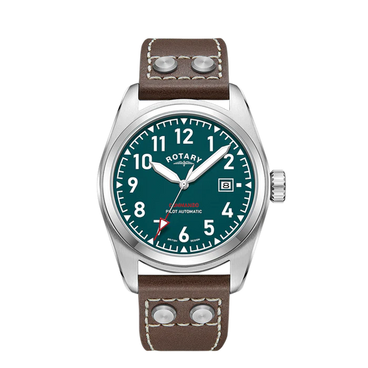 Rotary  GS05470/73 Commando Green Dial Brown Leather Strap Men's Watch