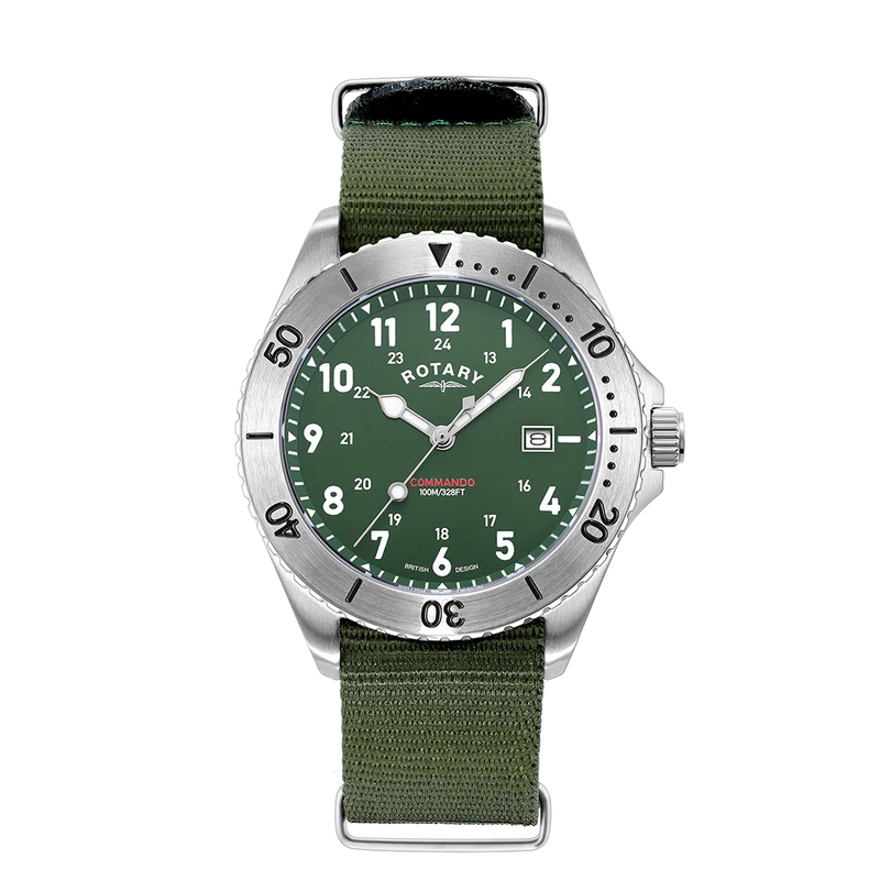 Rotary  GS05475/56 Commando Green Dial Green NATO Strap Men's Watch