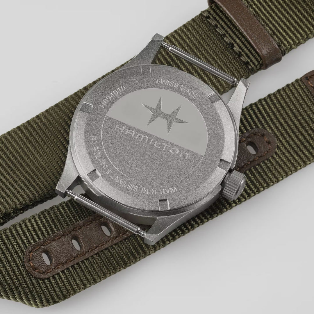 Hamilton H69401930  Khaki Field Quartz 38mm Black Dial Green Textile Strap Men & Women Watches