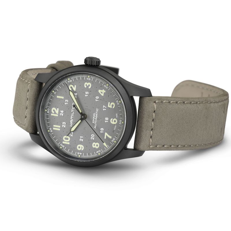 Hamilton H70215880  Khaki Field Titanium PVD Case 38mm Automatic Leather Strap Men's Watch