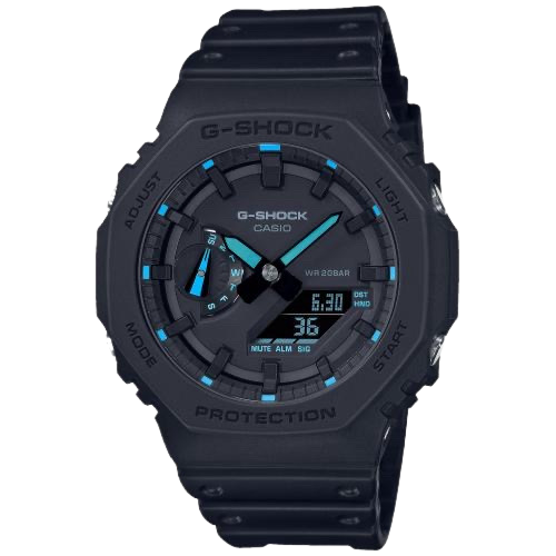 Casio G-Shock GA-2100-1A2ER 2100 Utility Black Series Blue Detailing  Men's Watch