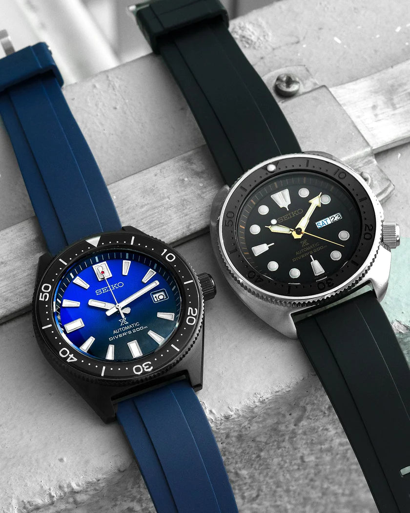 Premium Grade Vulcanized FKM (Flex) Rubber Watch Strap 20mm 22mm and 24mm Quick Release Watchbands for Seiko and other Divers