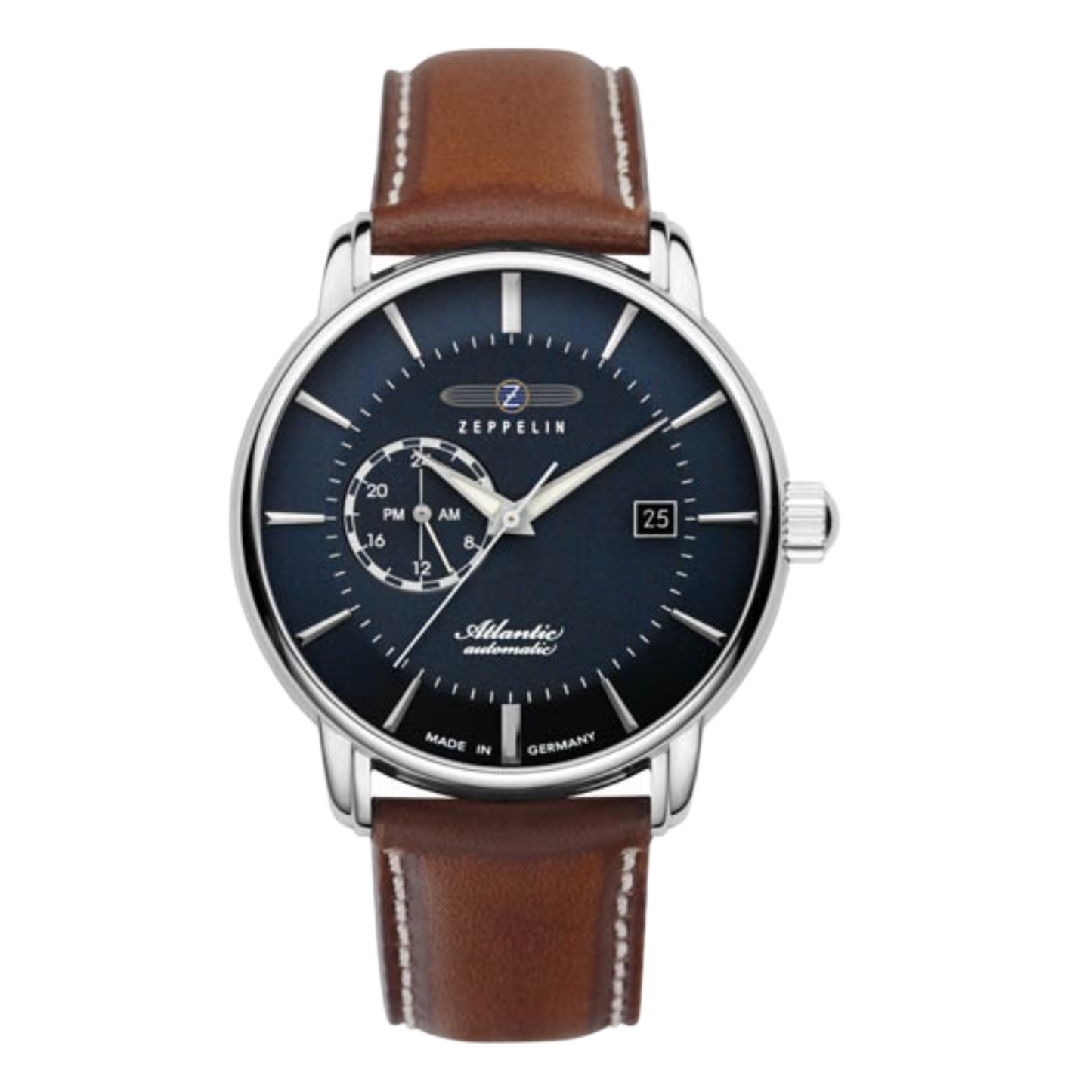 Zeppelin German Made Atlantic Blue Dial Leather Automatic 8470-3 Men's Watch-USED