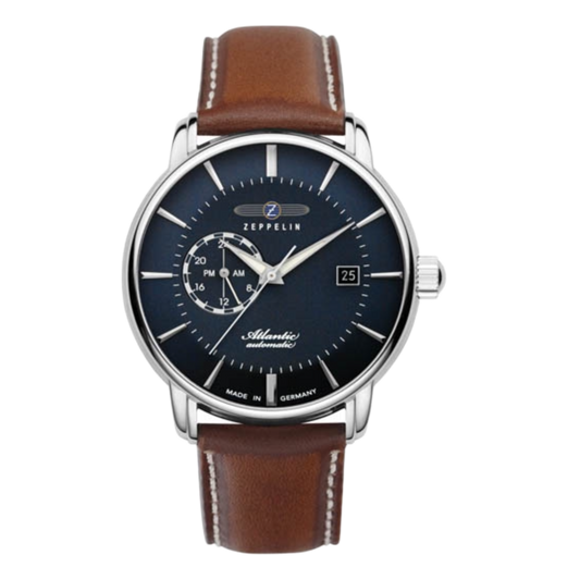 Zeppelin German Made Atlantic Blue Dial Leather Automatic 8470-3 Men's Watch-USED