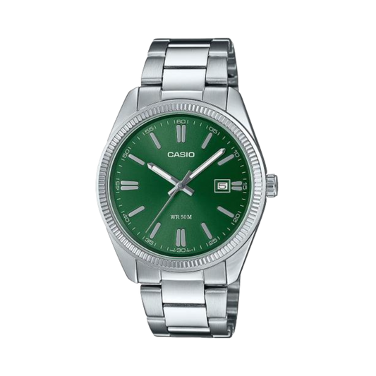 Casio Analogue Quartz Enticer Stainless Steel Green Dial MTP-1302PD-3AVEF Men's Watch