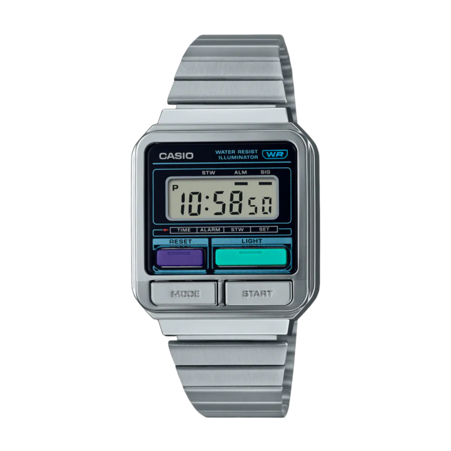 Casio Vintage Retro Digital Dial / Silver Stainless Steel Bracelet  A120WE-1AEF Women’s Watch