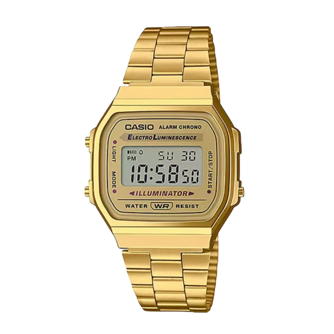 Casio A168WG-9WDF Digital Alarm Chrono Stainless Steel  Gold Men's & Women's Watch