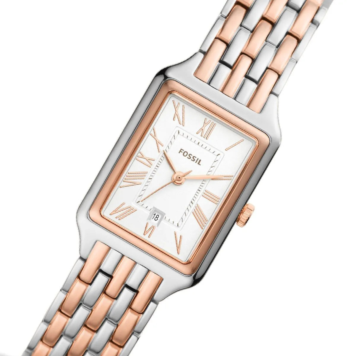 Fossil Raquel | White Rectangular Dial | Two Tone Bracelet ES5222 Women's  Watch