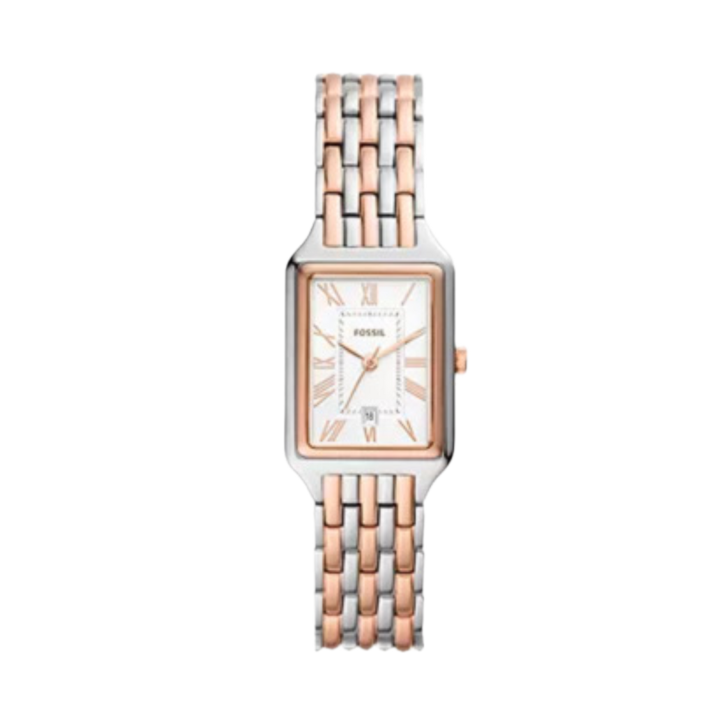 Fossil Raquel | White Rectangular Dial | Two Tone Bracelet  ES5222 Women's Watch