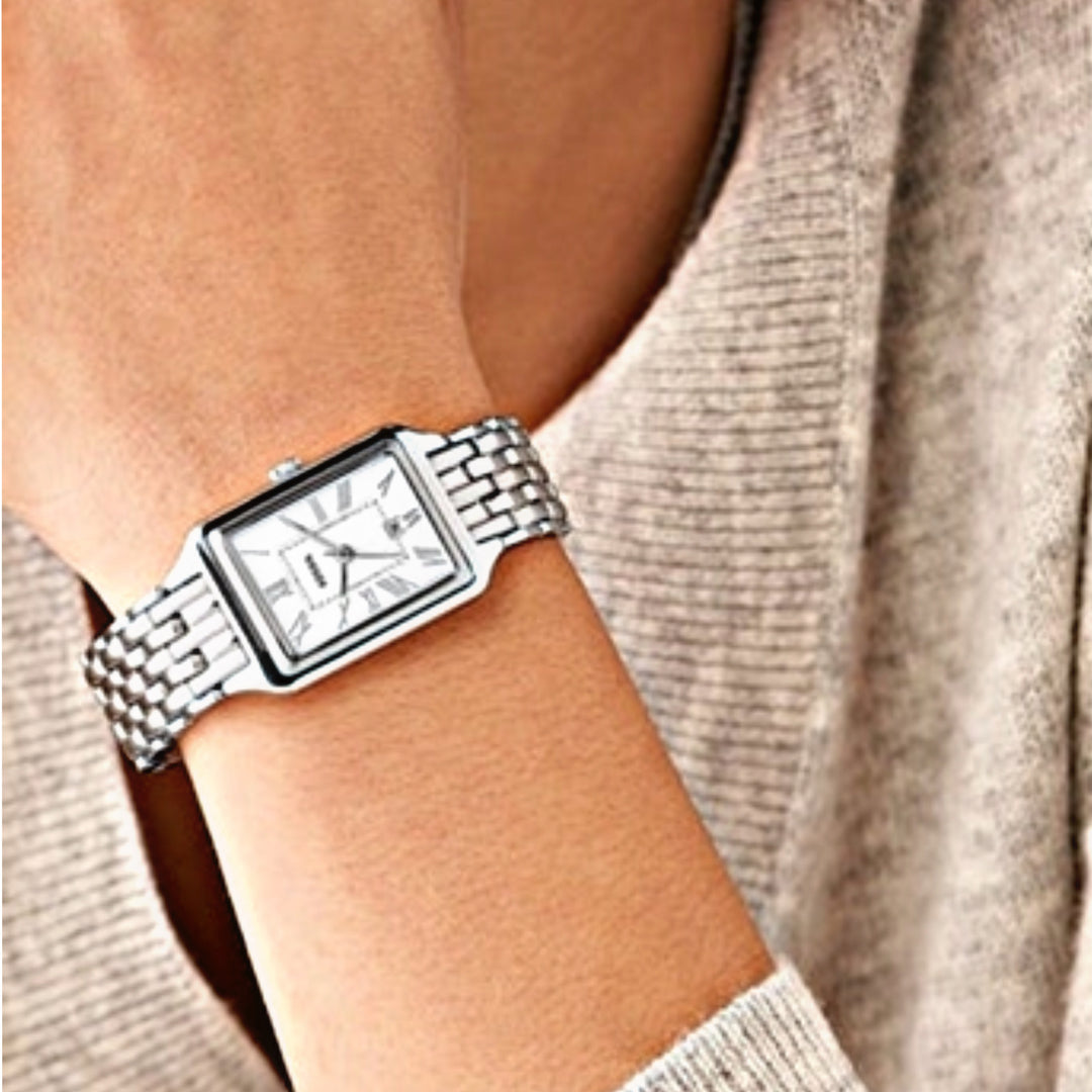 Fossil Raquel | White Rectangular Dial | Silver Bracelet  ES5221 Women's Watch