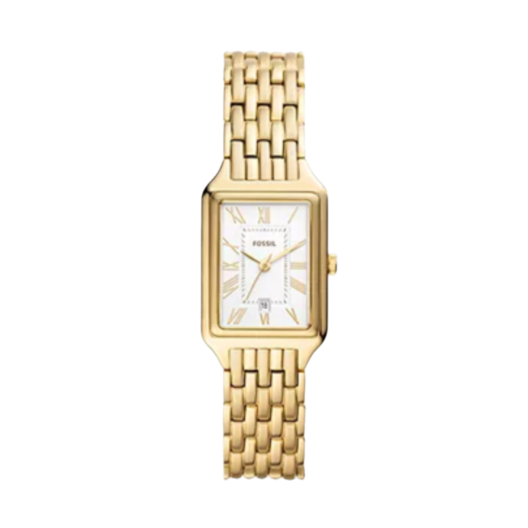 Fossil Raquel | White Rectangular Dial | Gold Bracelet  ES5220 Women's Watch