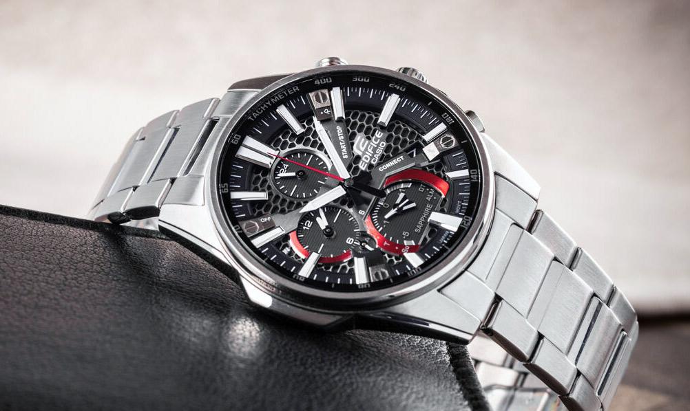 Casio Edifice EQB-1200D-1A Solar Chronograph Black Dial Sapphire Crystal Bluetooth Link Men's Watch