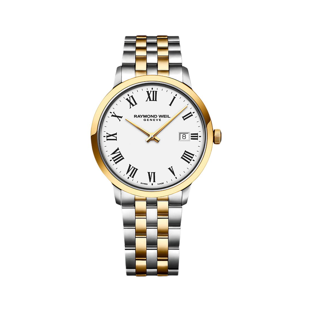 Raymond Weil 5485-STP-00300 Toccata Swiss Made Two Tone Stainless 39mm Steel Bracelet White Dial  Men’s Watch