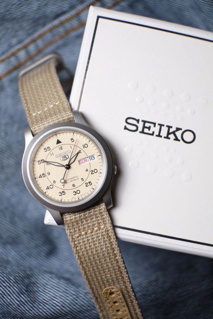 Seiko 5 SNK803K2  Military Automatic Cream Dial Men's Watch