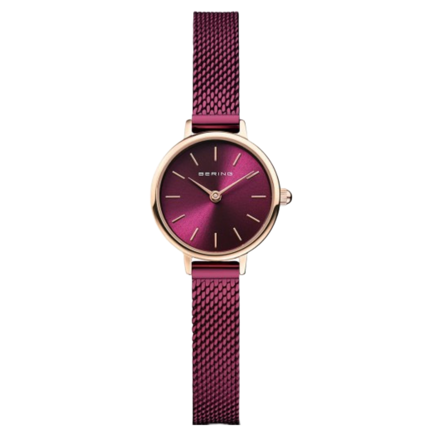 Bering Denmark Classic 11022-969 Polished Rose Gold Purple Mesh  Women’s Watch