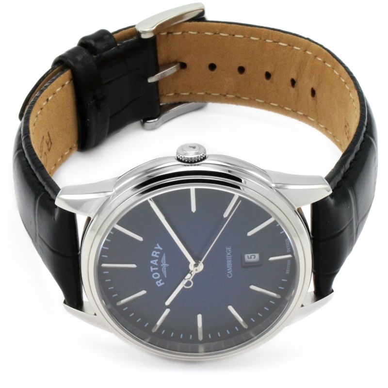 Rotary GS05390/05 Cambridge Blue Dial Black Leather Strap Men's Watch