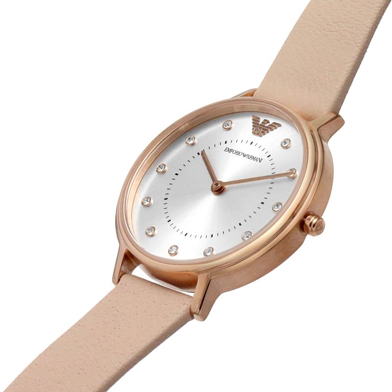 Armani rose gold sale watch leather strap