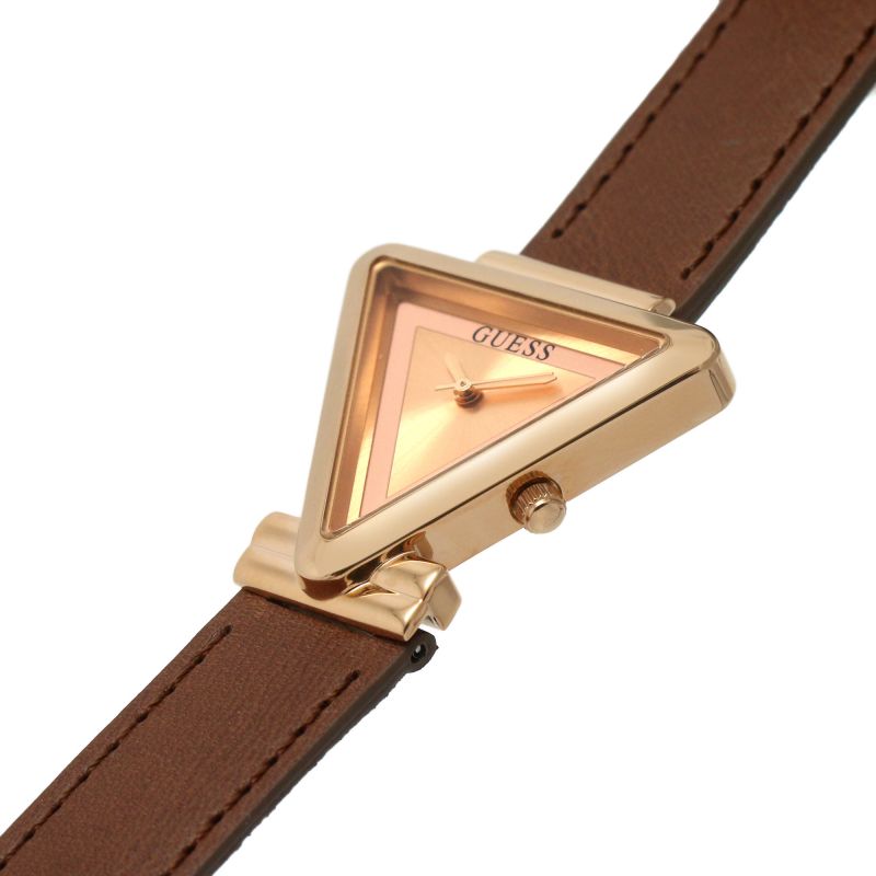 Guess GW0548L2 Rose Gold Triangular Dial Brown Leather Strap Women's Watch