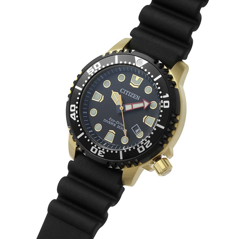 Citizen  BN0152-06E Eco Drive Men's Promaster Diver Black Silicone Strap Gold Plated Men’s Watch