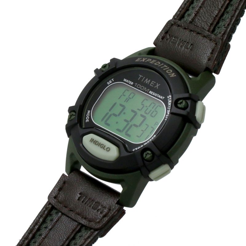 Timex TW4B24400 Expedition Digital Black Leather Strap Men's Watch