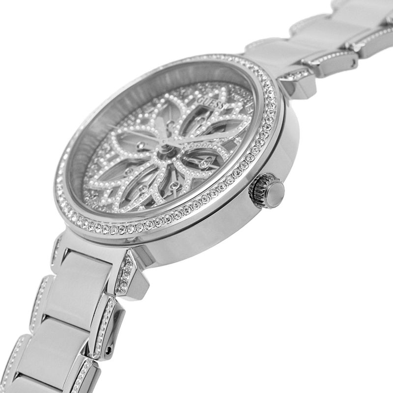 Guess  GW0528L1 Silver Crystal Flower Dial Stainless Steel Bracelet Women's Watch