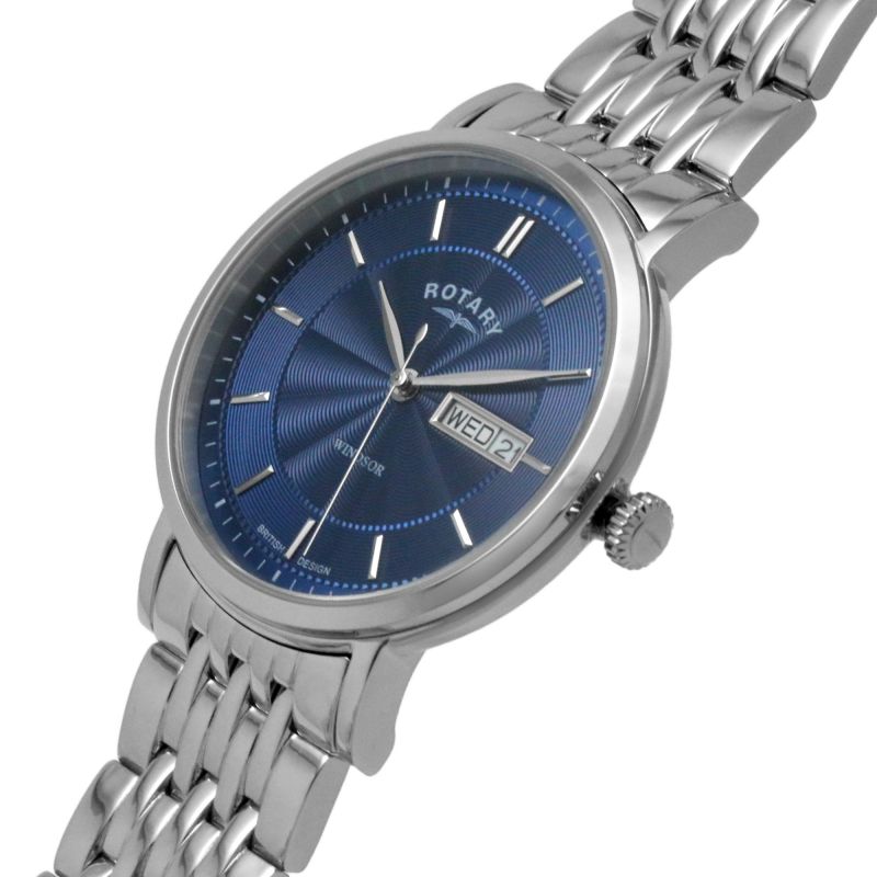 Rotary GB05420/05 Windsor Quartz Stainless Steel Bracelet Blue Dial Men's Watch