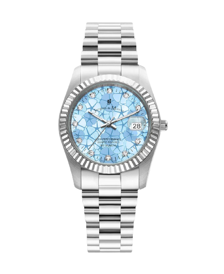 Jacques Du Manoir JWL02601 Inspiration Flower 34mm Blue Dial Stainless Steel Bracelet Women's Watch