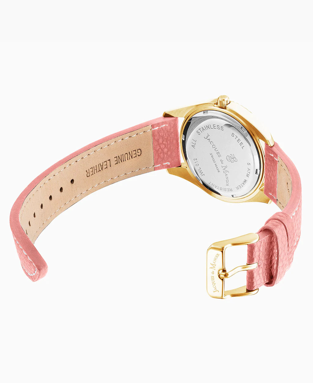 Jacques Du Manoir JWL02904  Inspiration Rainbow 36mm Pink Dial Pink Leather Strap Women's Watch