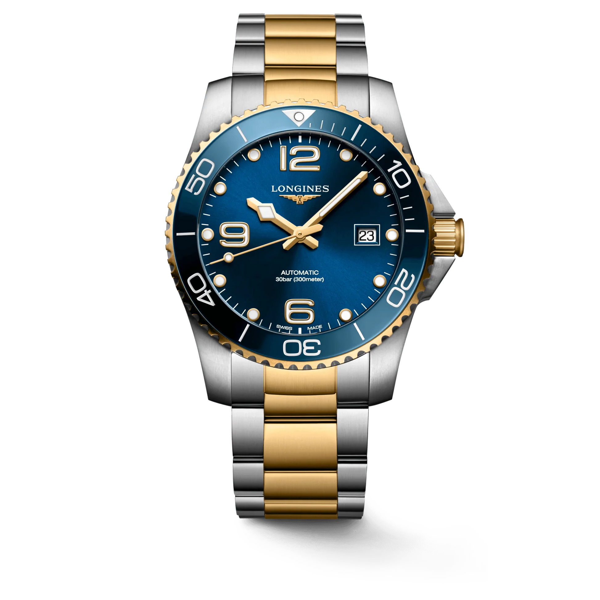 LONGINES L37813967 HydroConquest 41mm Automatic Two Tone Blue Dial Men's Watch - mzwatcheslk srilanka