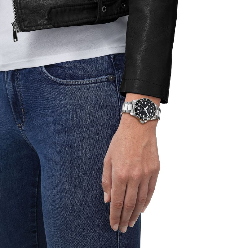 Tissot T1202101105100 Seastar 1000 36mm Black Dial Stainless Steel Bracelet Men's Watch - mzwatcheslk srilanka