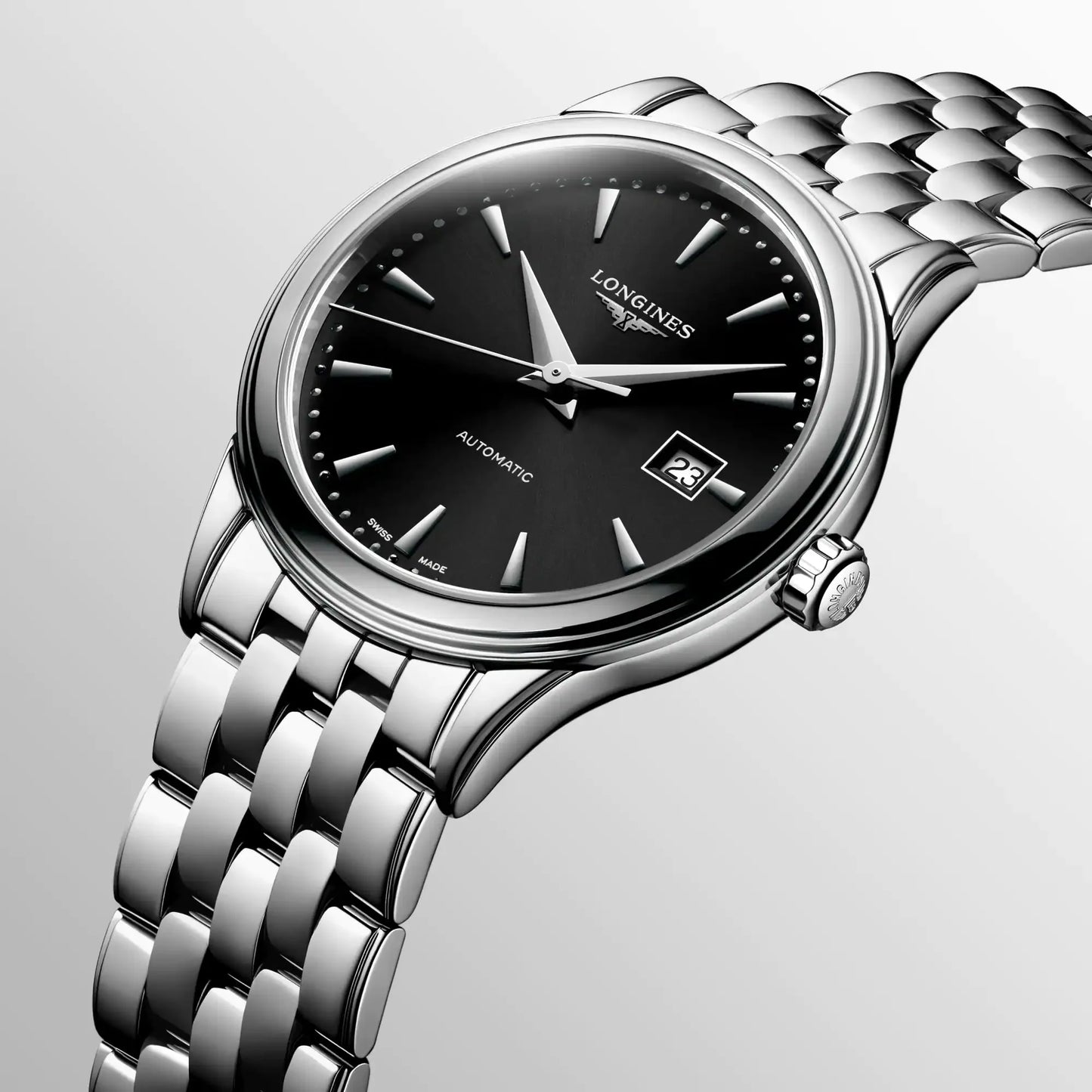 LONGINES L43744596 Flagship 30mm Automatic Stainless Steel Black Dial Women's Watch - mzwatcheslk srilanka