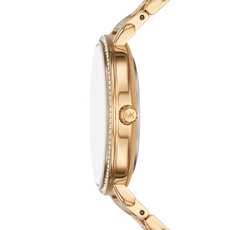 Michael Kors MK4666 Pyper White Stone Set Dial Gold PVD Steel Bracele Women's Watch