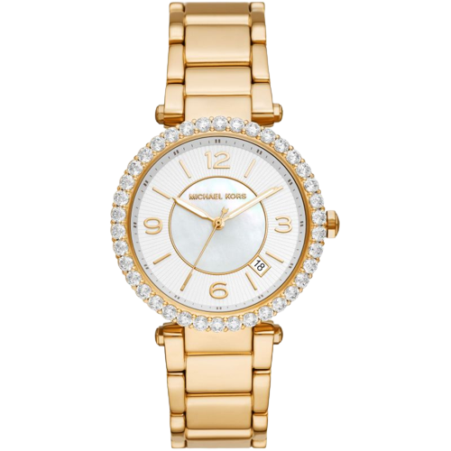 Michael Kors MK4693 Parker White Mother of Pearl Dial Gold Stainless Steel Bracelet Women's Watch