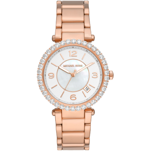 Michael Kors MK4695 Parker White Mother of Pearl Dial Rose Gold Stainless Steel Bracelet Women's Watch