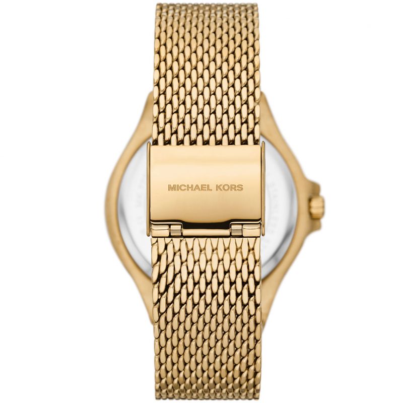 Michael Kors MK7335 Lennox Gold Dial Crystal Set Gold Steel Mesh Bracelet Women's Watch