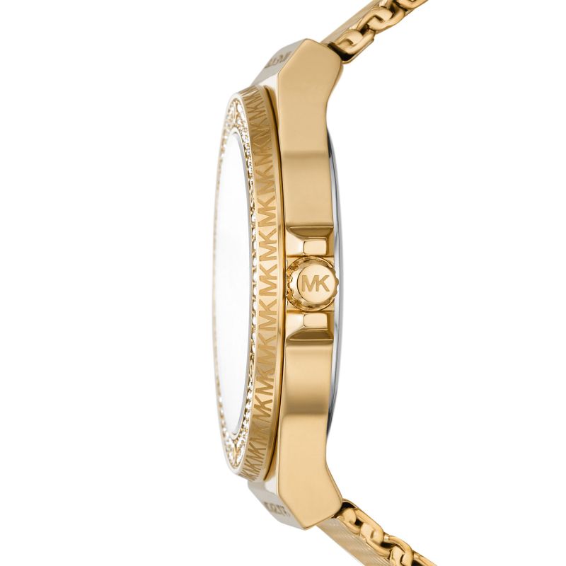 Michael Kors MK7335 Lennox Gold Dial Crystal Set Gold Steel Mesh Bracelet Women's Watch