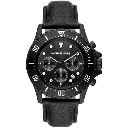 Michael Kors MK9053 Everest Black Chronograph Dial Black Leather Strap Men's Watch