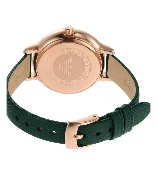 Emporio Armani AR11577 32mm Green Dial Green Leather Strap Women's Watch