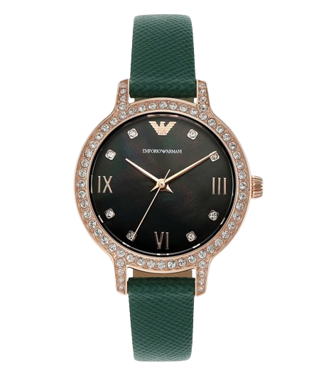 Emporio Armani AR11577 32mm Green Dial Green Leather Strap Women's Watch