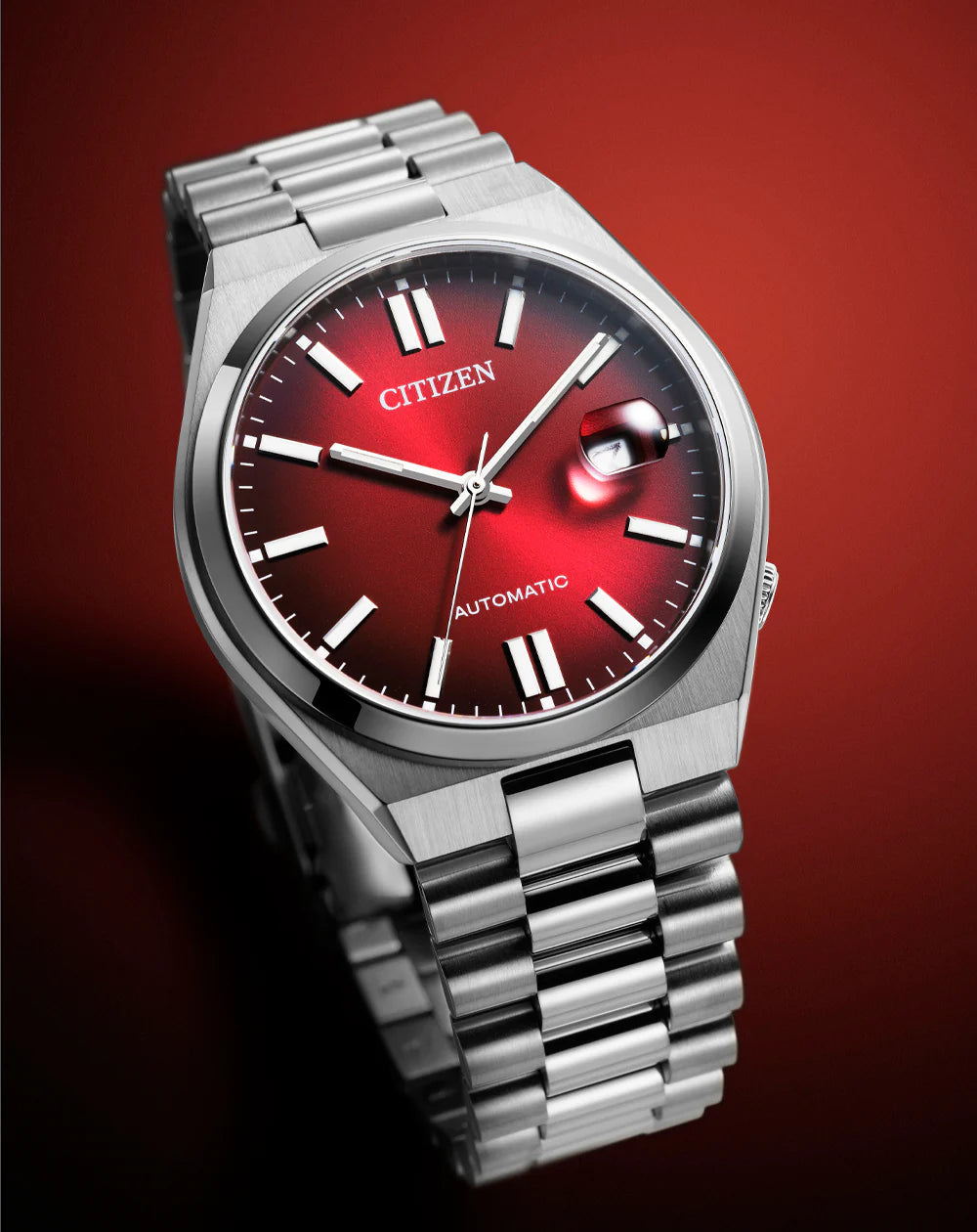 Citizen NJ0150-56W Tsuyosa Automatic 40mm Sunray Red Dial Stainless Steel Bracelet Men’s Watch