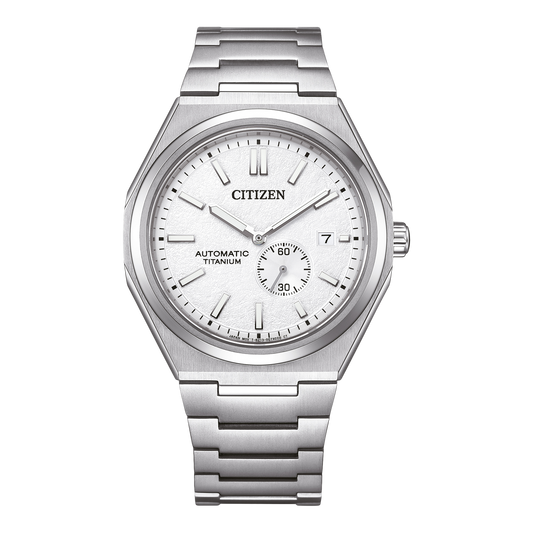 Citizen NJ0180-80A Zenshin Super Titanium Automatic 42mm Textured White Dial Super Titanium Bracelet  Men’s Watch