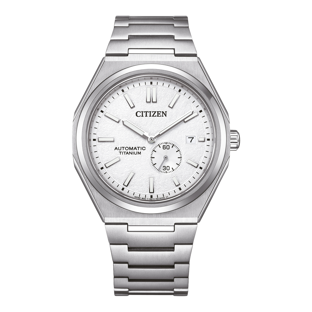 Citizen NJ0180-80A Zenshin Super Titanium Automatic 42mm Textured White Dial Super Titanium Bracelet  Men’s Watch