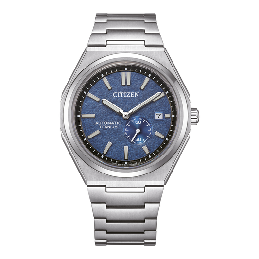 Citizen NJ0180-80L  Zenshin Super Titanium Automatic 42mm Textured Blue Dial  Super Titanium Bracelet Men’s Watch