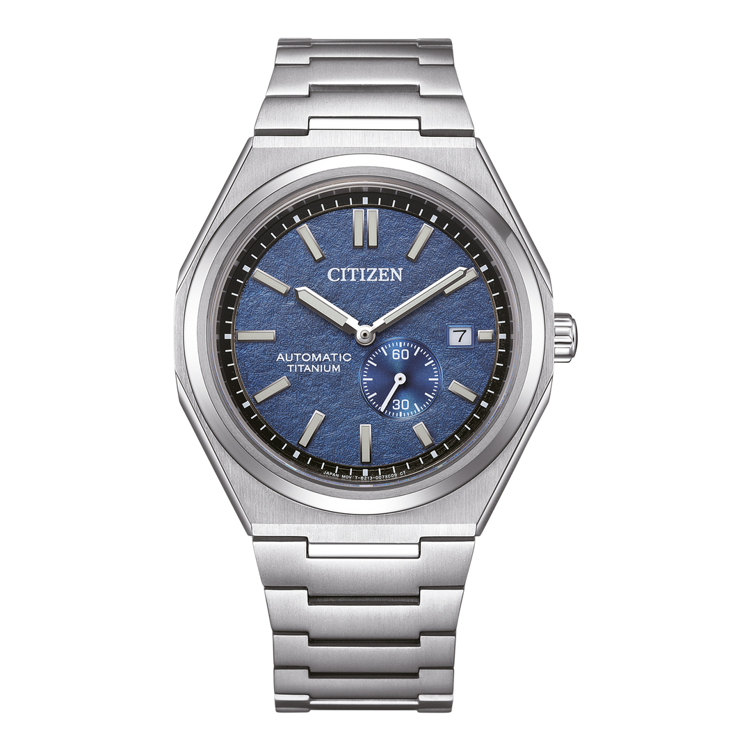 Citizen NJ0180-80L  Zenshin Super Titanium Automatic 42mm Textured Blue Dial  Super Titanium Bracelet Men’s Watch